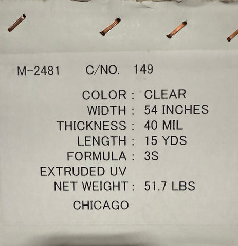 40 Gauge Clear Vinyl