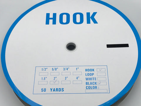 2" Black Hook, Sew-on  (50 yards)