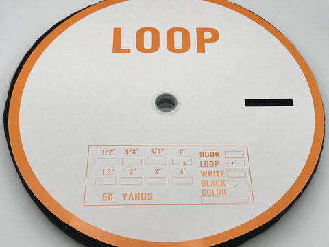1" Black Loop, Sew-on  (50 yards)
