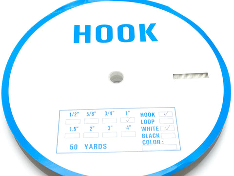 1" White Hook, Sew-on  (50 yards)